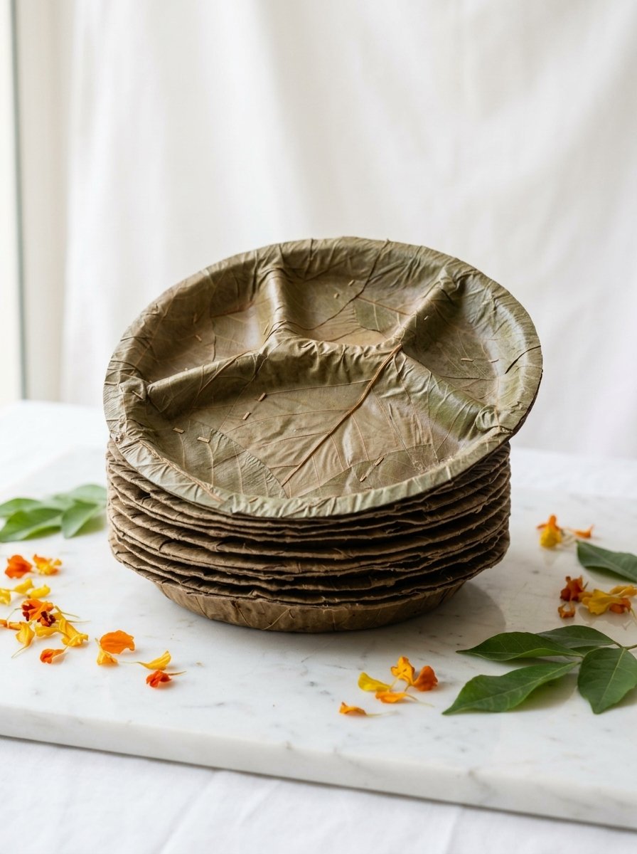 Sal Leaf Compartment Buffet Trays - Biodegradable Catering Plates